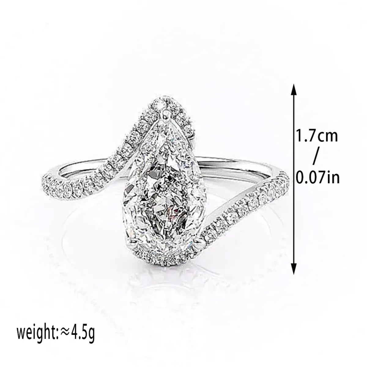 Wholesale Simple Style Water Droplets Copper Plating Inlay White Gold Plated Zircon Rings