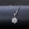 Stainless Steel Titanium Steel White Gold Plated Simple Style Plating Inlay Water Droplets Flower Zircon Pendant Necklace