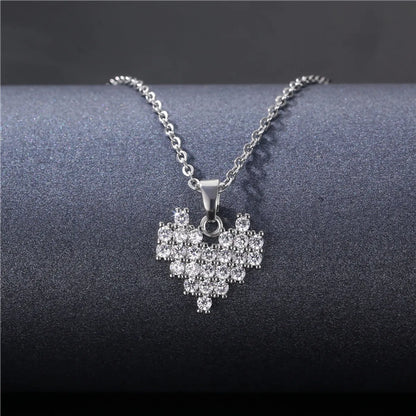 Stainless Steel Titanium Steel White Gold Plated Simple Style Plating Inlay Water Droplets Flower Zircon Pendant Necklace