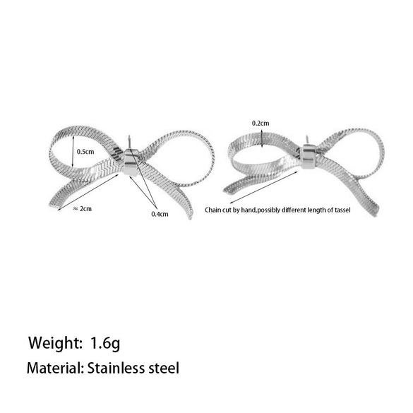 Wholesale Simple Sweet Geometric Bow Tie Design Electroplated Titanium Steel Jewelry Set For Women