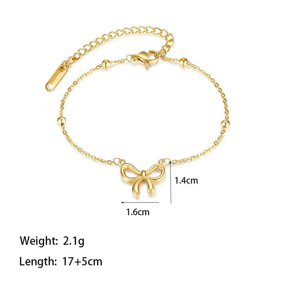 Wholesale Simple Sweet Geometric Bow Tie Design Electroplated Titanium Steel Jewelry Set For Women