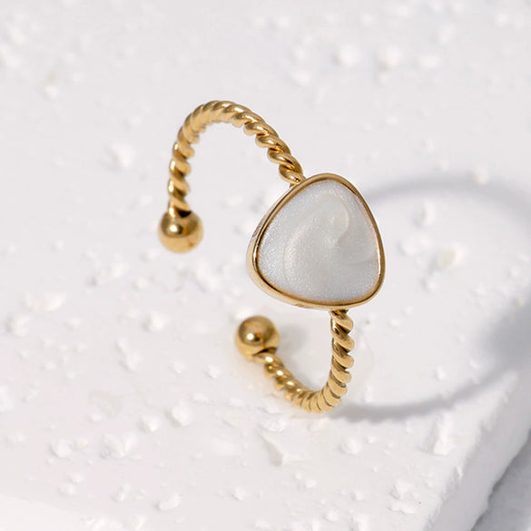 Wholesale Simple Temperament Stainless Steel Gold Plated Geometric Opening Ring For Women