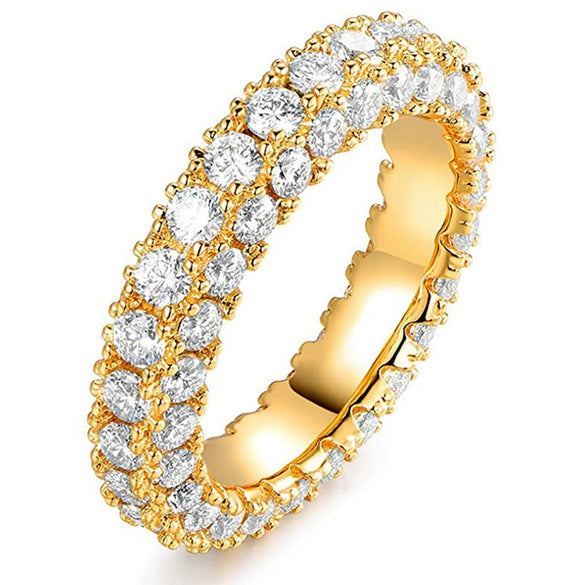 Wholesale Simple Threesided Zircon Design Couple Ring Copper Zirconia Geometric Hiphop Ring