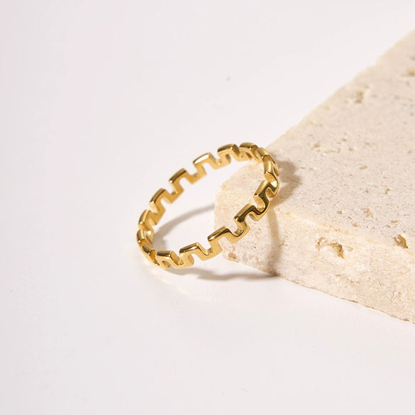 Wholesale Simple Titanium Steel And Stainless Steel Women's Ring With Geometric Design And Pvd Furnace Real Gold Plating