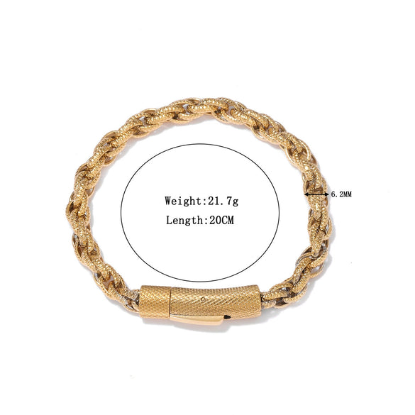 Wholesale Simple Titanium Steel Geometric Flower Basket Chain Bracelet With Electroplating For Men And Women
