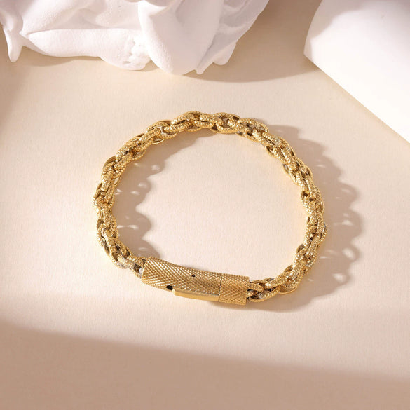 Wholesale Simple Titanium Steel Geometric Flower Basket Chain Bracelet With Electroplating For Men And Women