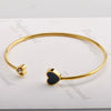 Wholesale Simple Titanium Steel Goldplated Open Elastic Love Couple Bracelet With Diamond Embedded