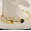 Wholesale Simple Titanium Steel Goldplated Open Elastic Love Couple Bracelet With Diamond Embedded