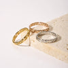 Wholesale Simple Titanium Steel Ring With Geometric Great Wall Pattern And Pvd Furnace Real Gold Plating For Women