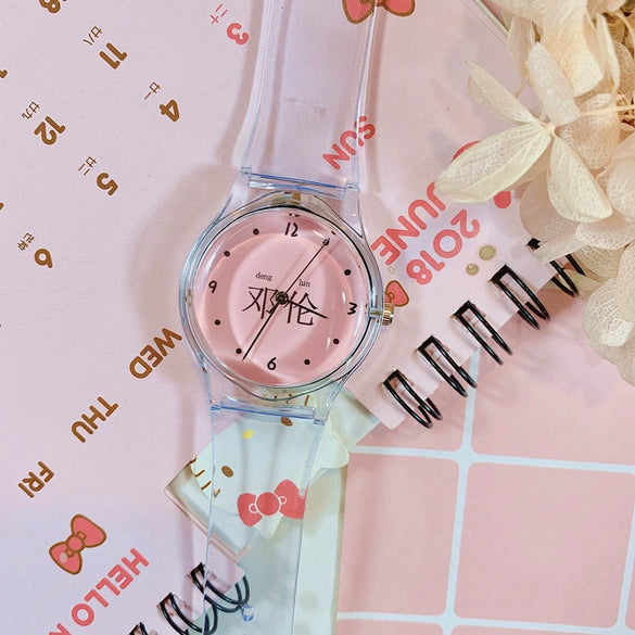 Wholesale Simple Transparent Cartoon Style Plastic And Silicone Watch With Heart Shape For Girls