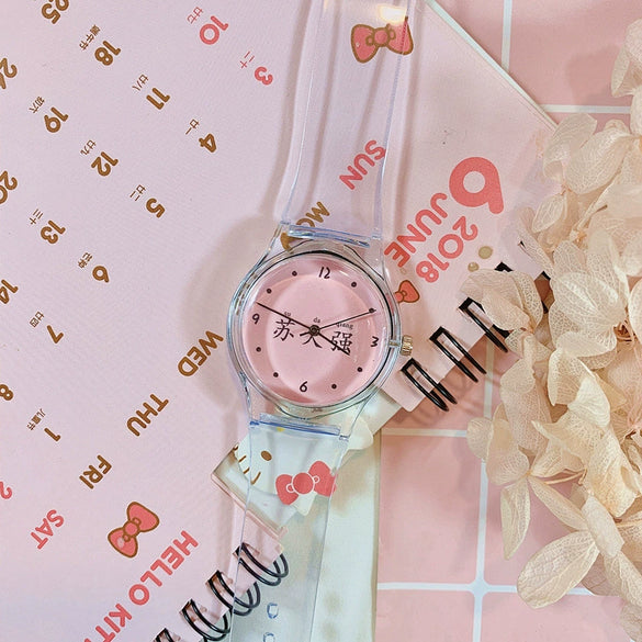 Wholesale Simple Transparent Cartoon Style Plastic And Silicone Watch With Heart Shape For Girls