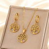 Wholesale Simple Tree Of Life Stainless Steel Electroplated Jewelry Set For Women
