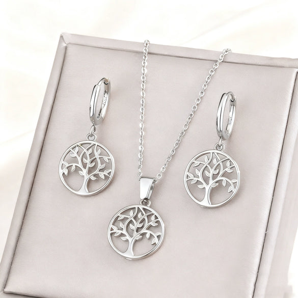 Wholesale Simple Tree Of Life Stainless Steel Electroplated Jewelry Set For Women