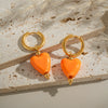 Wholesale Simple Trendy Heart Shape Orange Love Earrings Stainless Steel Electroplated Women's Jewelry Accessories