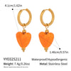 Wholesale Simple Trendy Heart Shape Orange Love Earrings Stainless Steel Electroplated Women's Jewelry Accessories