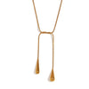 Wholesale Simple Two End Water Drop Snake Chain Necklace In Stainless Steel With Geometric Pattern And 18K Gold Electroplated Finish For Women