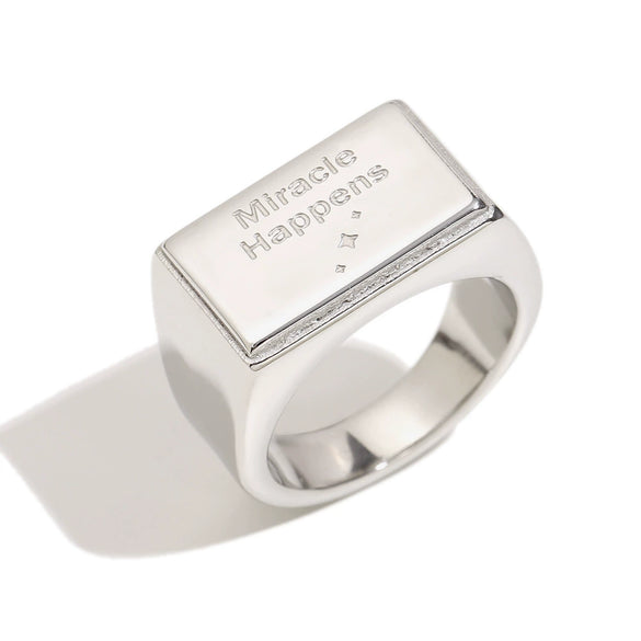 Wholesale Simple Versatile Cool Style Geometric Stainless Steel 18K Gold Plated Square Ring For Women