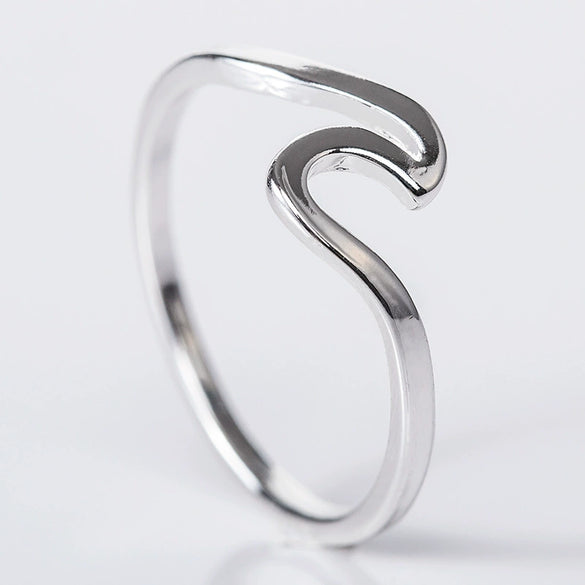 Wholesale Simple Wave Alloy Silver Plated Women's Jewelry Ring