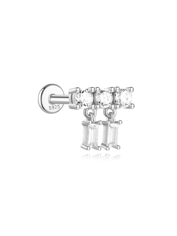 Wholesale Simple Women's S925 Sterling Silver Flower Shaped Diamond Tassel Ear Nails With Electroplating For Daily Collocation