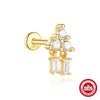 Wholesale Simple Women's S925 Sterling Silver Flower Shaped Diamond Tassel Ear Nails With Electroplating For Daily Collocation