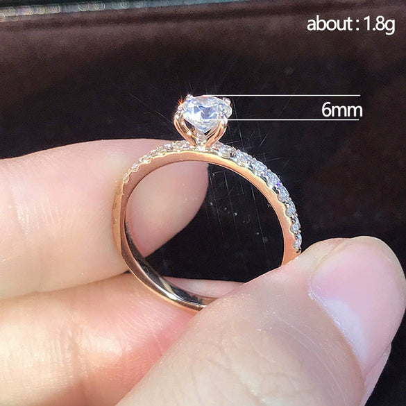 Wholesale Simple Zircon Engagement Wedding Ring Copper Plated Platinum With Geometric Pattern For Women