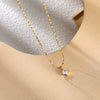 Wholesale Single Diamond Square Zircon Starry Sky Titanium Steel 18K Gold Plated Nonfading Exquisite Clavicle Necklace For Women With Geometric Pattern