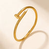Wholesale Single Row Diamond Four Leaf Clover Nail Stainless Steel Titanium Steel 18K Gold Plated Bracelet