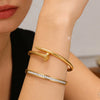 Wholesale Single Row Diamond Four Leaf Clover Nail Stainless Steel Titanium Steel 18K Gold Plated Bracelet