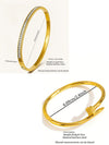 Wholesale Single Row Diamond Four Leaf Clover Nail Stainless Steel Titanium Steel 18K Gold Plated Bracelet