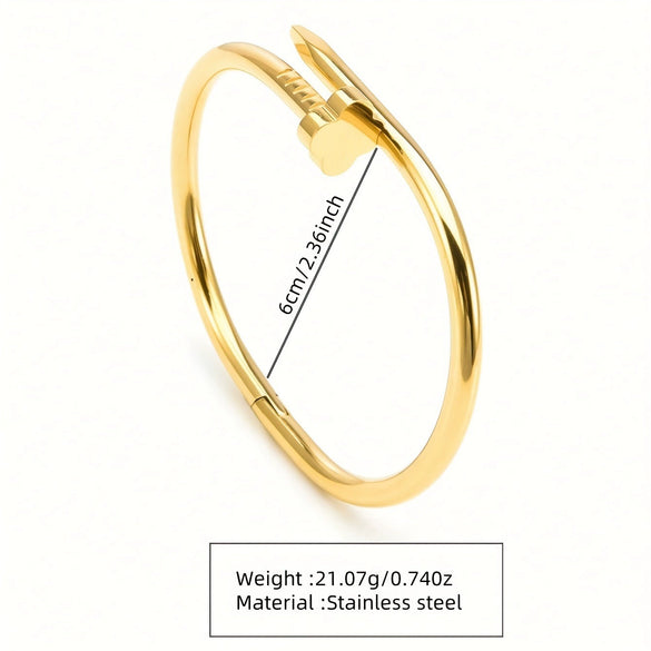 Wholesale Single Row Diamond Four Leaf Clover Nail Stainless Steel Titanium Steel 18K Gold Plated Bracelet
