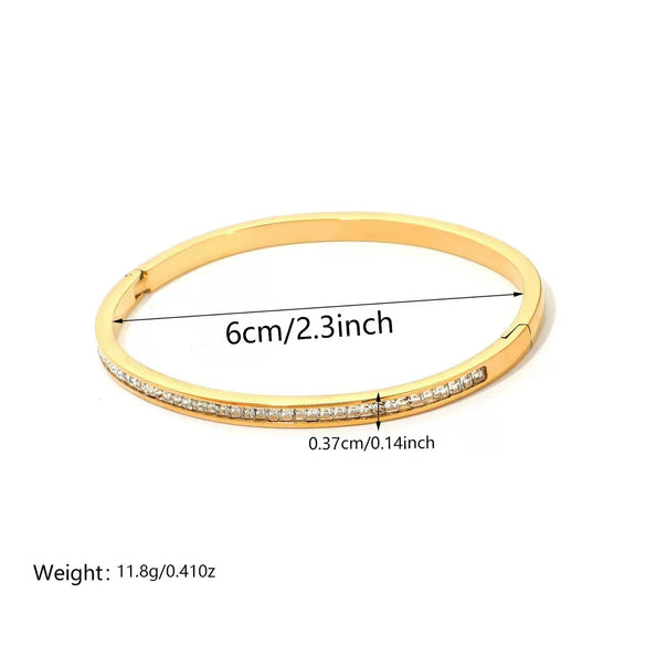 Wholesale Single Row Diamond Four Leaf Clover Nail Stainless Steel Titanium Steel 18K Gold Plated Bracelet