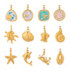 Wholesale Small Animal Accessories Pendant Ocean Style High End Cute Elegant Stainless Steel Waterproof With Sea Life Pattern Pvd Vacuum Real Gold Electroplating