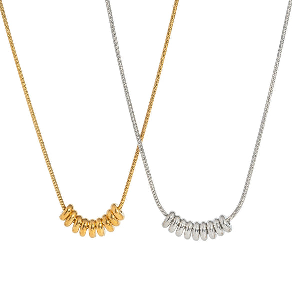 Wholesale Small Beaded Snake Chain Stainless Steel Necklace For Women With Geometric Design And Pvd Furnace Vacuum Real Gold Plating