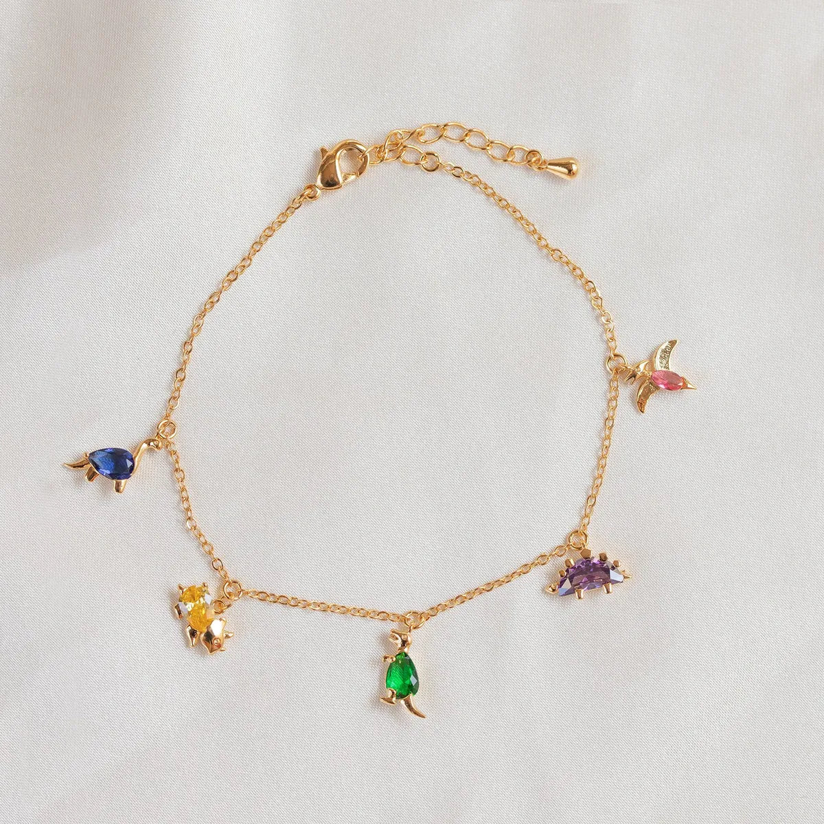 Wholesale Small Dinosaur Anklet Clavicle Chain 18k Gold Color-preserving Jewelry Animal Dinosaur Bracelet