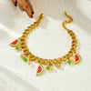 Wholesale Small Fresh Cartoon Fruit Pendant Stainless Steel Bracelet With Color Oil And Electroplating