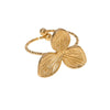 Wholesale Small Fresh Leaf Stainless Steel Open Ring Electroplated
