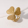 Wholesale Small Fresh Style Electroplated Stainless Steel Flower Pattern Ring For Women