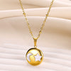 Wholesale Small Fresh White Sea Shell Star Moon Stainless Steel 18K Gold Plated Butterfly Pendant Necklace Unisex