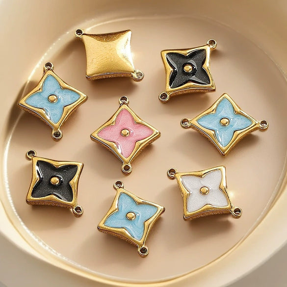 Wholesale Small Jewelry Pendant Stainless Steel Geometric Electroplated Oil Drop Craft Handmade For Necklace And Bracelet