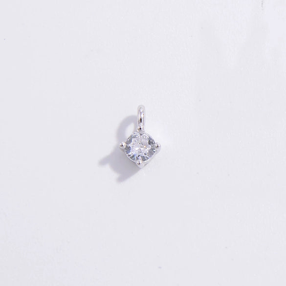 Wholesale Small Round Zircon Fourclaw Inlaid Mini Pendant Diy Jewelry Accessories In 925 Silver With Simple Geometric Style
