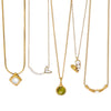 Wholesale Small Stainless Steel And Titanium Steel Pendant Necklace With Inlaid Cat's Eye Stone In Heart And Geometric Shapes 18K Vacuum Plated In Furnace For Women
