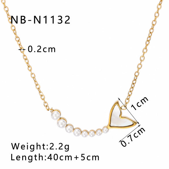 Wholesale Small Stainless Steel And Titanium Steel Pendant Necklace With Inlaid Cat's Eye Stone In Heart And Geometric Shapes 18K Vacuum Plated In Furnace For Women