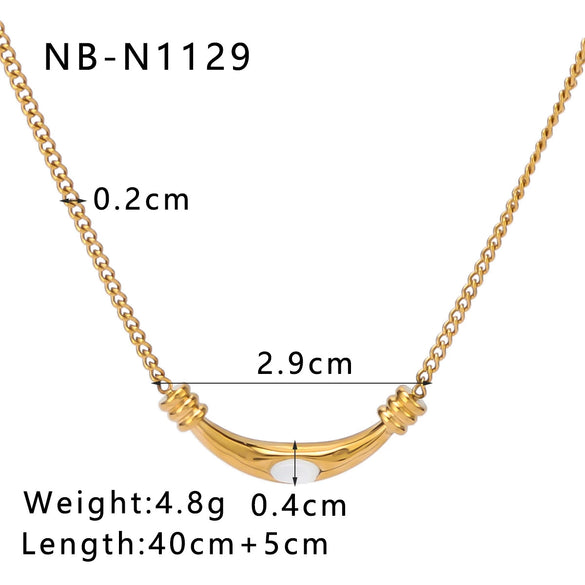 Wholesale Small Stainless Steel And Titanium Steel Pendant Necklace With Inlaid Cat's Eye Stone In Heart And Geometric Shapes 18K Vacuum Plated In Furnace For Women