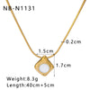 Wholesale Small Stainless Steel And Titanium Steel Pendant Necklace With Inlaid Cat's Eye Stone In Heart And Geometric Shapes 18K Vacuum Plated In Furnace For Women