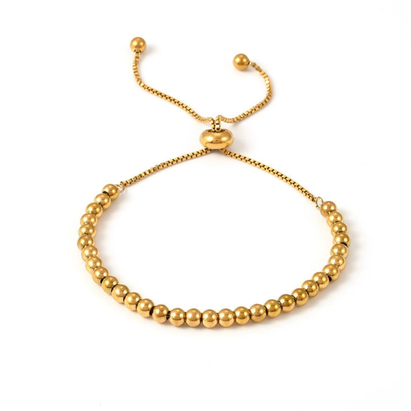Wholesale Small Steel Ball Handstring Stainless Steel Pvd Electroplated Geometric Beaded Bracelet For Women