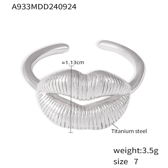 Wholesale Smile Lip Ring Titanium Steel Pvd Electroplated Opening Adjustable Ring Geometric Style