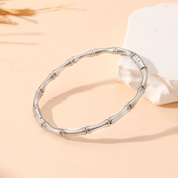 Wholesale Smooth Buckle Bamboo Style Titanium Steel Bracelet With Electroplating