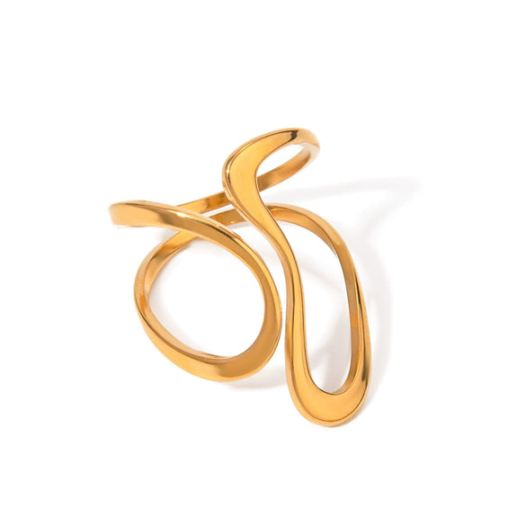 Wholesale Smooth Line Shaped Open Ring In Stainless Steel With Electroplating And Unique Line Design
