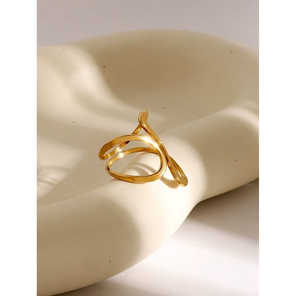 Wholesale Smooth Line Shaped Open Ring In Stainless Steel With Electroplating And Unique Line Design