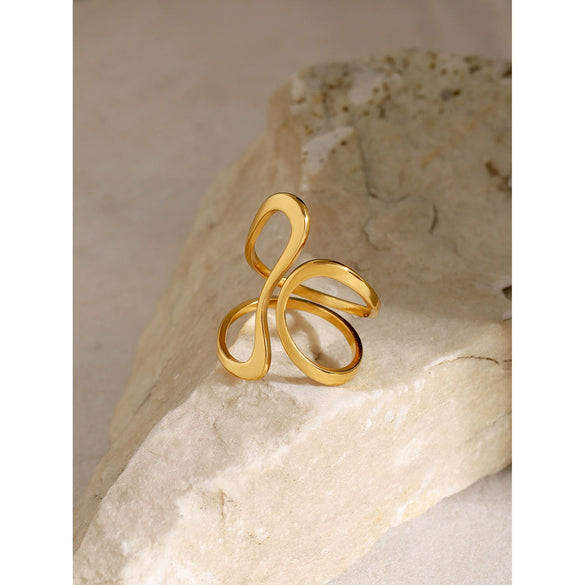 Wholesale Smooth Line Shaped Open Ring In Stainless Steel With Electroplating And Unique Line Design